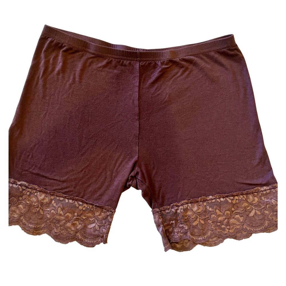 Mancyfit Slip Shorts with Lace | Chocolate Brown | Size Large